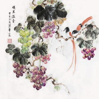 Chinese Grape Painting,34cm x 34cm,2485078-x