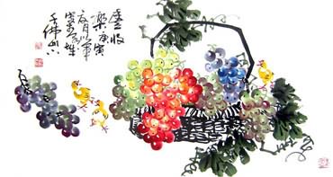 Chinese Grape Painting,50cm x 100cm,2552002-x