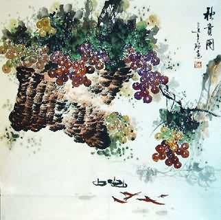 Chinese Grape Painting,69cm x 69cm,2554001-x