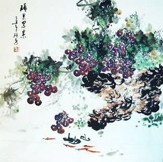 Chinese Grape Painting,69cm x 69cm,2554002-x