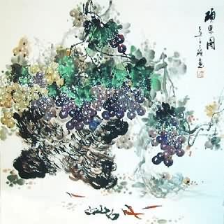 Chinese Grape Painting,69cm x 69cm,2554003-x