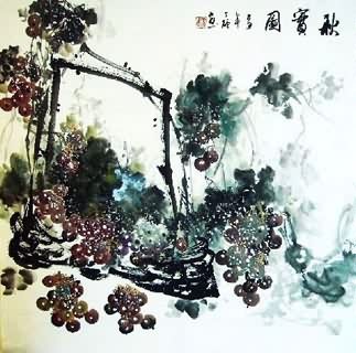 Chinese Grape Painting,69cm x 69cm,2554005-x