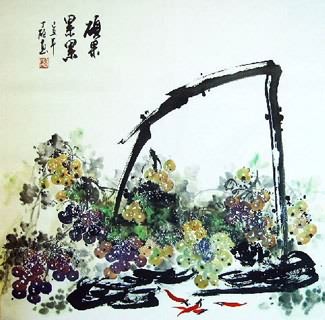 Chinese Grape Painting,69cm x 69cm,2554007-x