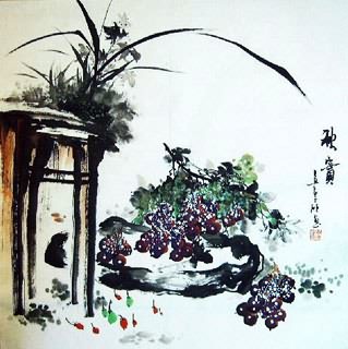 Chinese Grape Painting,69cm x 69cm,2554008-x