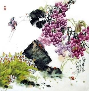 Chinese Grape Painting,69cm x 69cm,2556002-x