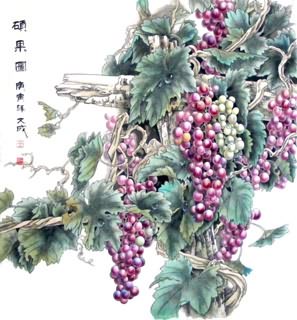 Chinese Grape Painting,62cm x 62cm,2557001-x