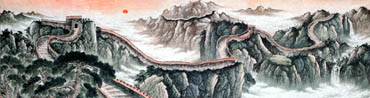 Chinese Great Wall Painting,96cm x 360cm,1013010-x
