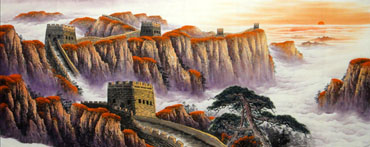 Chinese Great Wall Painting,96cm x 240cm,1016011-x