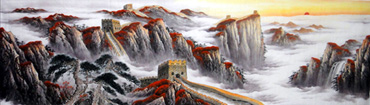 Chinese Great Wall Painting,97cm x 340cm,1016016-x