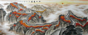 Chinese Great Wall Painting,140cm x 360cm,1026005-x