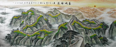 Chinese Great Wall Painting,140cm x 360cm,1026007-x