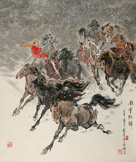 Chinese Horse Painting,97cm x 90cm,41093002-x