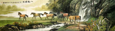 Chinese Horse Painting,49cm x 180cm,4135001-x