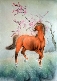 Chinese Horse Painting,43cm x 65cm,4317015-x