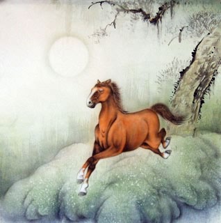 Chinese Horse Painting,66cm x 66cm,4317017-x