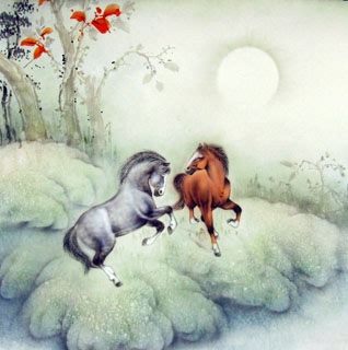 Chinese Horse Painting,66cm x 66cm,4317018-x