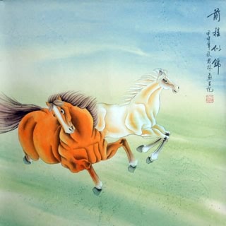 Chinese Horse Painting,66cm x 66cm,4317020-x