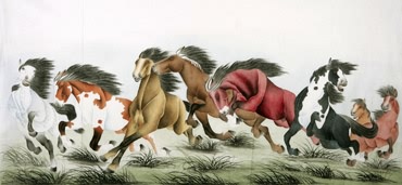 Chinese Horse Painting,75cm x 168cm,4670003-x