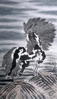 Chinese Horse Painting,95cm x 165cm,4671001-x