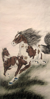 Chinese Horse Painting,66cm x 130cm,4671004-x