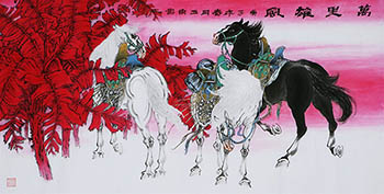Chinese Horse Painting,68cm x 136cm,4671007-x