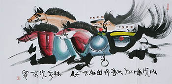 Chinese Horse Painting,68cm x 136cm,4671010-x
