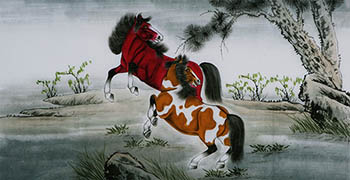 Chinese Horse Painting,68cm x 136cm,4671011-x