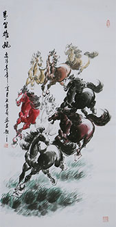 Chinese Horse Painting,68cm x 136cm,4671013-x