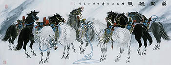Chinese Horse Painting,70cm x 180cm,4671015-x