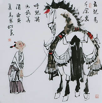Chinese Horse Painting,68cm x 68cm,4671019-x