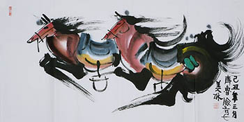 Chinese Horse Painting,68cm x 136cm,4671020-x