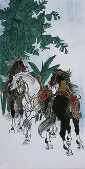 Chinese Horse Painting,68cm x 136cm,4671025-x