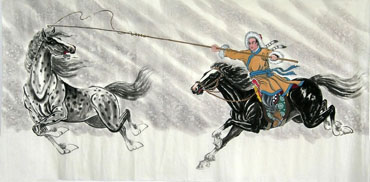 Chinese Horse Painting,69cm x 138cm,4720030-x