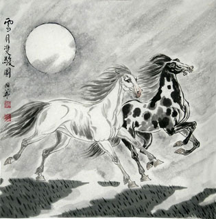 Chinese Horse Painting,66cm x 66cm,4720033-x