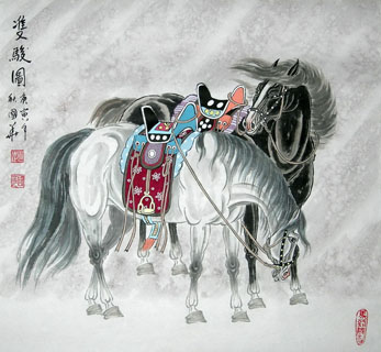 Chinese Horse Painting,50cm x 50cm,4720049-x