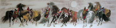 Chinese Horse Painting,55cm x 200cm,4720053-x