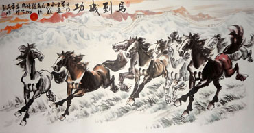 Chinese Horse Painting,66cm x 130cm,4722003-x