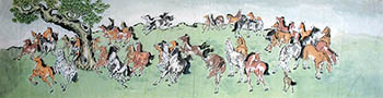 Chinese Horse Painting,35cm x 136cm,4731070-x