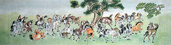 Chinese Horse Painting,35cm x 136cm,4731071-x