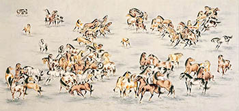 Chinese Horse Painting,69cm x 138cm,4731073-x