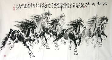 Chinese Horse Painting,97cm x 180cm,4736001-x