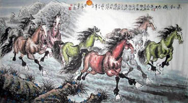 Chinese Horse Painting,97cm x 180cm,4736003-x