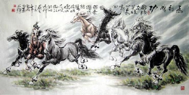 Chinese Horse Painting,66cm x 136cm,4736010-x