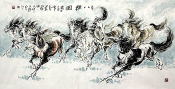Chinese Horse Painting,68cm x 136cm,4736013-x