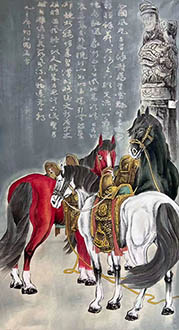 Chinese Horse Painting,69cm x 138cm,lzx41188001-x