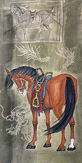 Chinese Horse Painting,68cm x 136cm,lzx41188006-x