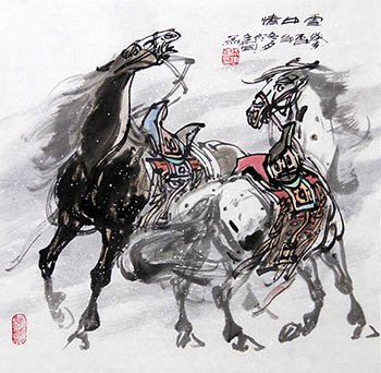 Chinese Horse Painting,45cm x 45cm,tjg41177002-x