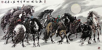 Chinese Horse Painting,68cm x 136cm,tjg41177003-x