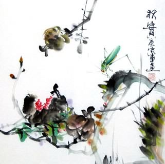 Chinese Insects Painting,33cm x 33cm,2572007-x