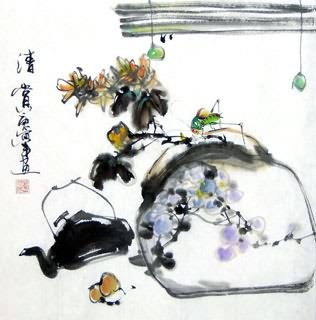 Chinese Insects Painting,33cm x 33cm,2572009-x